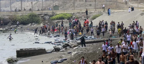 Ceuta migrant crisis July 2026 on the Spanish coastline