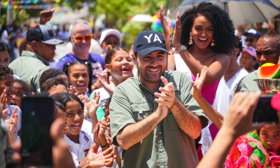 Yamil Arana durante la entrega de la pavimentación de calles en El Pozón Cartagena